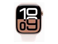 Apple Watch Series 10 (GPS) - 42 mm - rosegull aluminium - smartklokke med sportsbånd - fluorelastomer - lett rouge - båndbredde: M/L - 64 GB - Wi-Fi 4, UWB, Bluetooth - 30 g MWWJ3QN/A