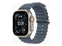 Apple Watch Ultra 3 - 49 mm - naturlig titan - Ja smartklokke med Havbånd - fluorelastomer - anker blå - håndleddstørrelse: 130-200 mm - 64 GB - LTE, NFC, Wi-Fi 4, UWB, Bluetooth - 5G - 61.6 g MEWH4DH/A