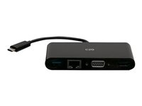 C2G USB C to HDMI, VGA, USB A, Ethernet Adapter - 4K 30Hz - Black - Dokkingstasjon - USB-C / Thunderbolt 3 - VGA, HDMI - 1GbE C2G29828