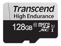 Transcend 350V - Flashminnekort (SD-adapter inkludert) - 128 GB - UHS-I U1 / Class10 - microSDXC UHS-I TS128GUSD350V