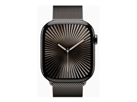 Apple Watch Series 10 (GPS + Cellular) - 46 mm - skifer titan - smartklokke med fint strikket løkke - nett av rustfritt stål - skifer - båndbredde: S/M - 64 GB - LTE, Wi-Fi 4, UWB, Bluetooth - 4G - 41.7 g MC7R4QN/A