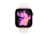 Apple Watch Series 11 (GPS) - 46 mm - rosegull aluminium - smartklokke med sportsbånd - fluorelastomer - lett rouge - båndbredde: M/L - 64 GB - Wi-Fi 4, UWB, Bluetooth - 37.8 g MEV74QN/A