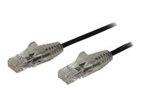StarTech.com 2.5m Slim LSZH CAT6 Ethernet Cable, 10 Gigabit Snagless RJ45 100W PoE Patch Cord, CAT 6 10GbE UTP Network Cable w/Strain Relief, Black, Fluke Tested/ETL/Low Smoke Zero Halogen - Category 6 - 28AWG (N6PAT250CMBKS) - Koblingskabel - RJ-45 (hann) til RJ-45 (hann) - 2.5 m - CAT 6 - uten hindringer - svart N6PAT250CMBKS