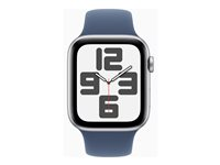 Apple Watch SE (GPS + Cellular) - 2. generasjon - 44 mm - sølvaluminium - smartklokke med sportsbånd - fluorelastomer - denim - båndbredde: S/M - 32 GB - LTE, Wi-Fi 4, Bluetooth - 4G - 33 g MXGP3QN/A