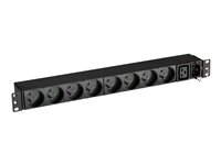 Eaton FlexPDU - Strømfordelerenhet (kan monteres i rack) - AC 220-240 V - 3000 VA - inngang: IEC 60320 C20 16A - utgangskontakter: 9 (IEC-kobling, Fransk / UTE) - 1U - 19" EFLX8F