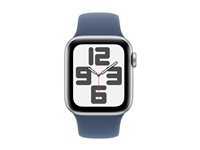 Apple Watch SE (GPS + Cellular) - 2. generasjon - 40 mm - sølvaluminium - smartklokke med sportsbånd - fluorelastomer - denim - båndbredde: M/L - 32 GB - LTE, Wi-Fi 4, Bluetooth - 4G - 27.8 g MXGG3QN/A