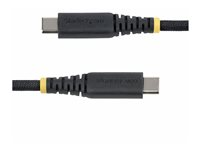 StarTech.com - USB-kabel - 24 pin USB-C (hann) til 24 pin USB-C (hann) - USB 2.0 - 3 A - USB Power Delivery (60W), rett, robust, støtte for Power Delivery 2,0 - svart USB2CC3MNCBR