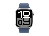 Apple Watch Series 10 (GPS + Cellular) - 42 mm - sølvaluminium - smartklokke med sportsbånd - fluorelastomer - denim - båndbredde: M/L - 64 GB - LTE, Wi-Fi 4, UWB, Bluetooth - 4G - 29.3 g MWX43QN/A