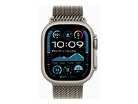 Apple Watch Ultra 2 - 49 mm - naturlig titan - smartklokke med fint strikket løkke - båndbredde: L - 64 GB - LTE, Wi-Fi 4, UWB, Bluetooth - 4G - 61.4 g MX5T3DH/A